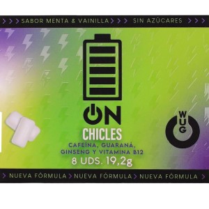 WUG On â Instant energy in chewing gum format BLISTER 8 UNITS