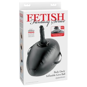 FETISH FANTASY SERIES - BODY DOCK INFLATABLE LOVE BALL WITH DILDO BLACK 41.9 CM