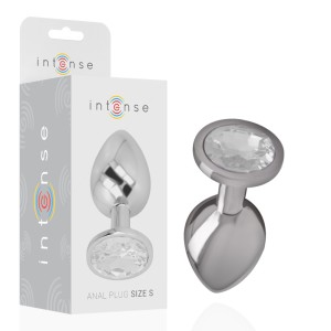 INTENSE - METAL ALUMINUM ANAL PLUG WITH SILVER GLASS SIZE S