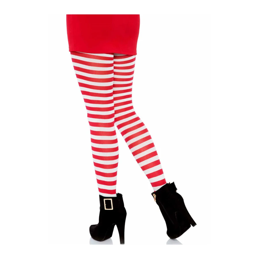 LEG AVENUE - WHITE/RED STRIPED TIGHTS