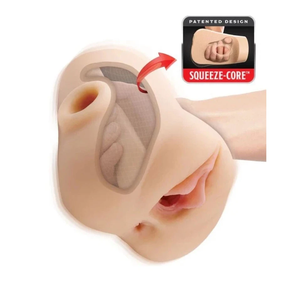 PDX PLUS - DOUBLE POUNDER VIBRATING SQUEEZE STROKER LIGHT 20.5 CM