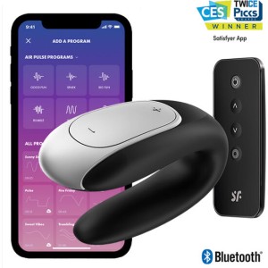 SATISFYER DOUBLE FUN PARTNER VIBRATOR - BLACK