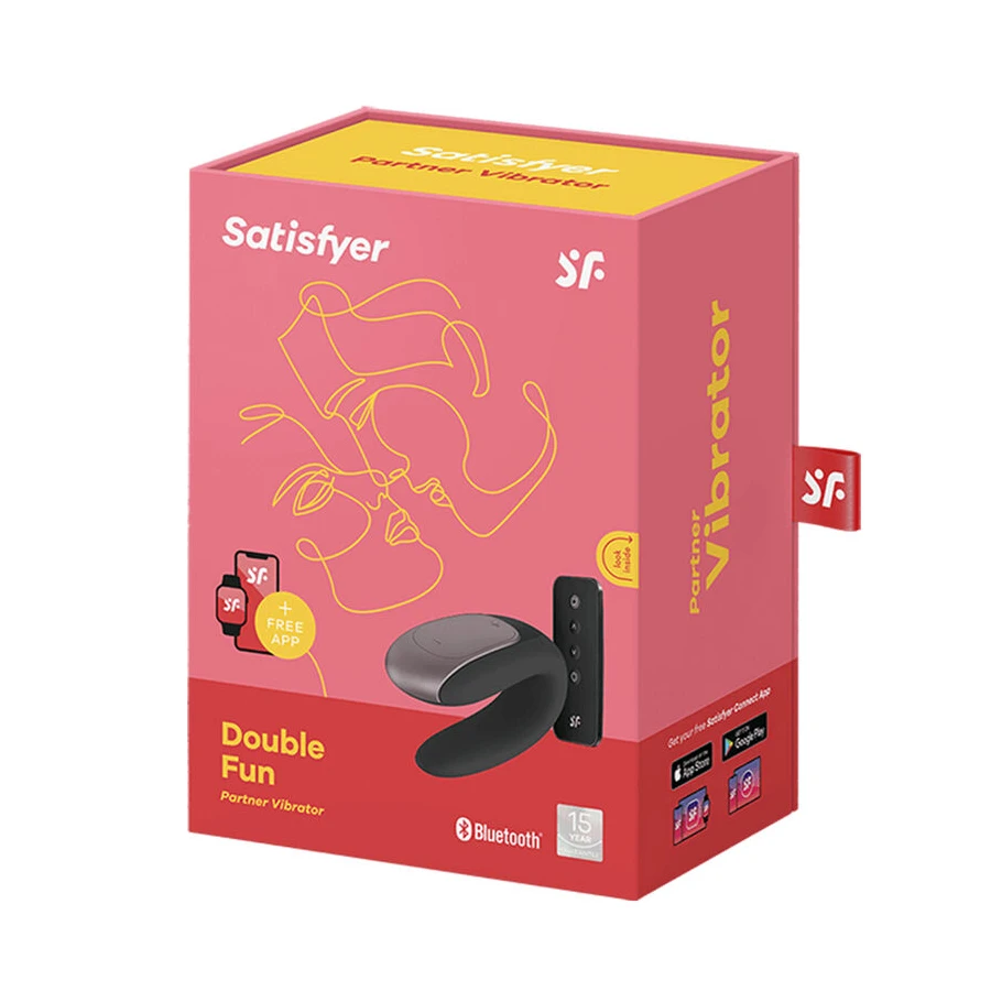 SATISFYER DOUBLE FUN PARTNER VIBRATOR - BLACK