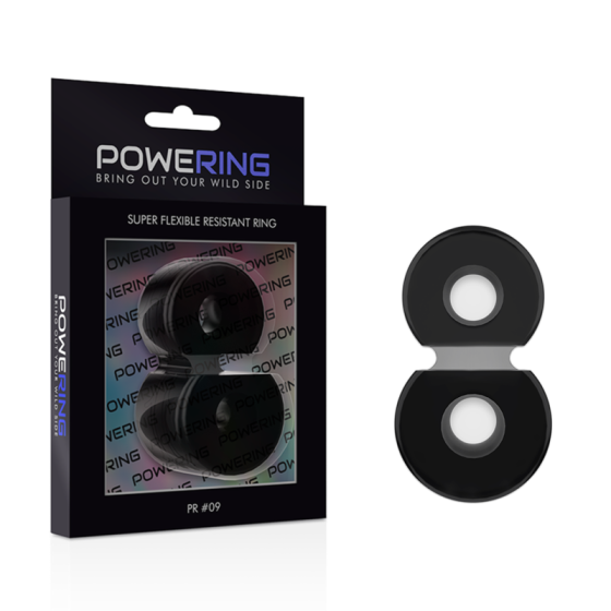 POWERING- SUPER FLEXIBLE AND RESISTANT DOUBLE PENIS RING PR09 BLACK
