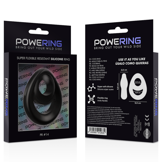 POWERING- SUPER FLEXIBLE AND RESISTANT PENIS AND TESTICLE RING PR14 BLACK