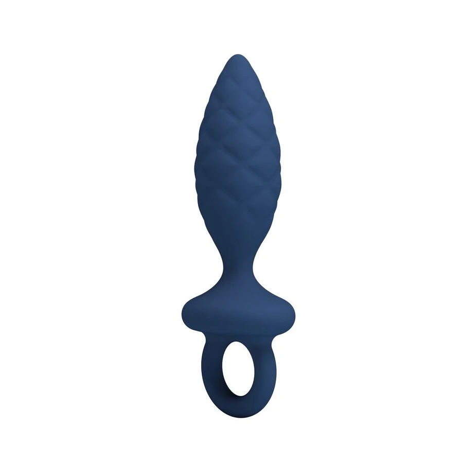 MR PLAY - TEXTURED ANAL PLUG WITH RING BLUE L