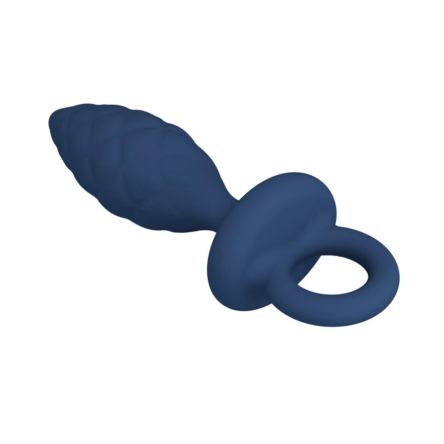 MR PLAY - TEXTURED ANAL PLUG WITH RING BLUE L