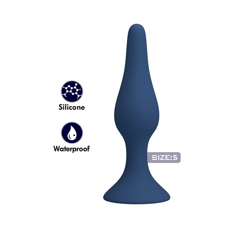 MR PLAY - BLUE SILICONE SLIM ANAL PLUG SIZE S