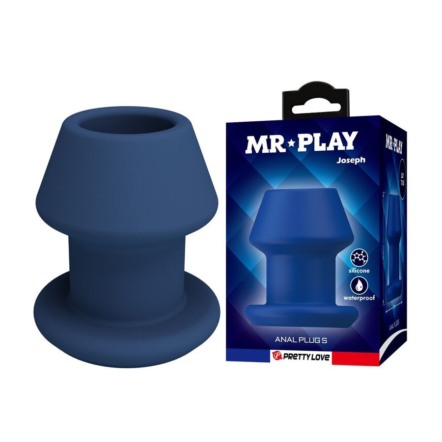 MR PLAY - JACK BLUE SILICONE HOLLOW ANAL PLUG SIZE S