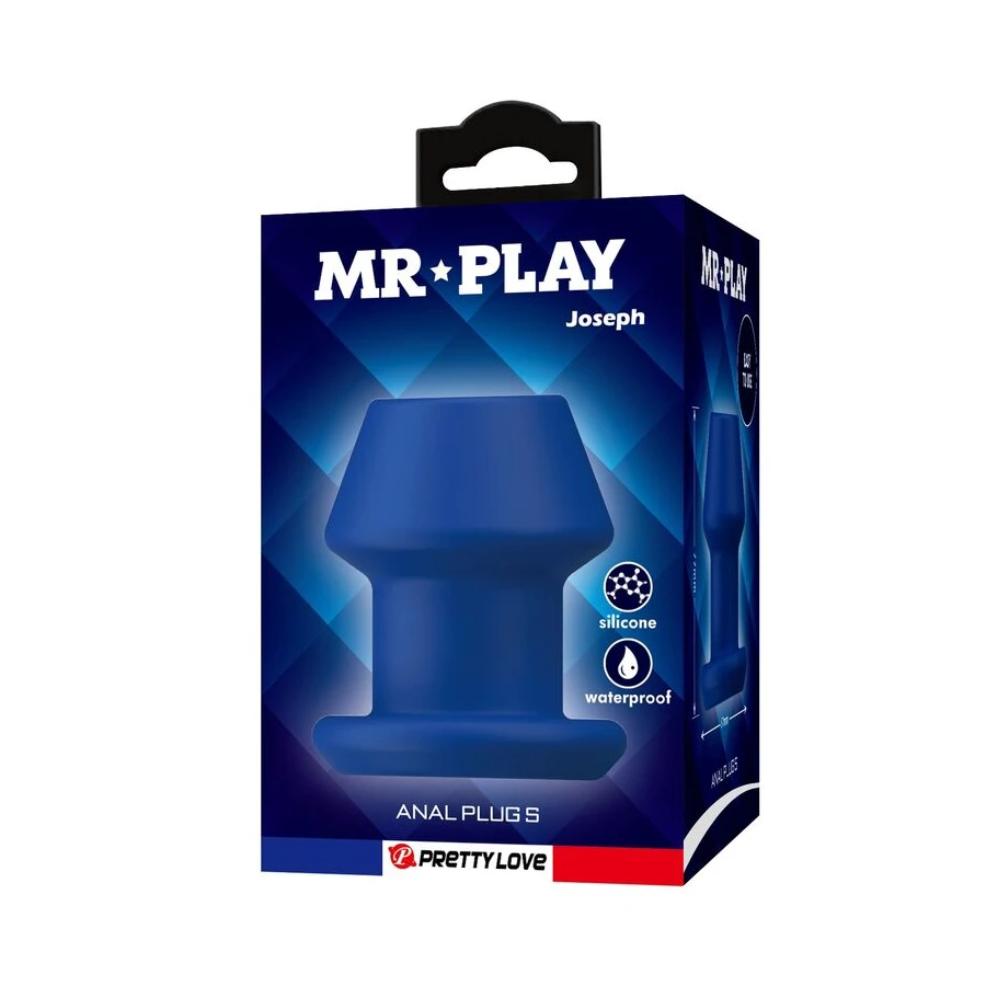 MR PLAY - JACK BLUE SILICONE HOLLOW ANAL PLUG SIZE S