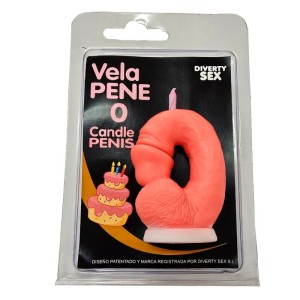 DIABLO PICANTE - PENIS CANDLE IN THE SHAPE OF THE NUMBER 9 PINK COLOR
