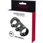 DARKNESS - РЕГУЛИРУЕМОЕ КОЖАНОЕ КОЛЬЦО ДЛЯ ДВОЙНОГО ПЕНИСА И ЯИЦ