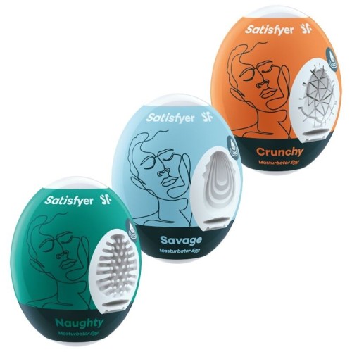 SATISFYER 3 MASTURBATOR EGGS - NAUGHTY, SAVAGE  CRUNCHY