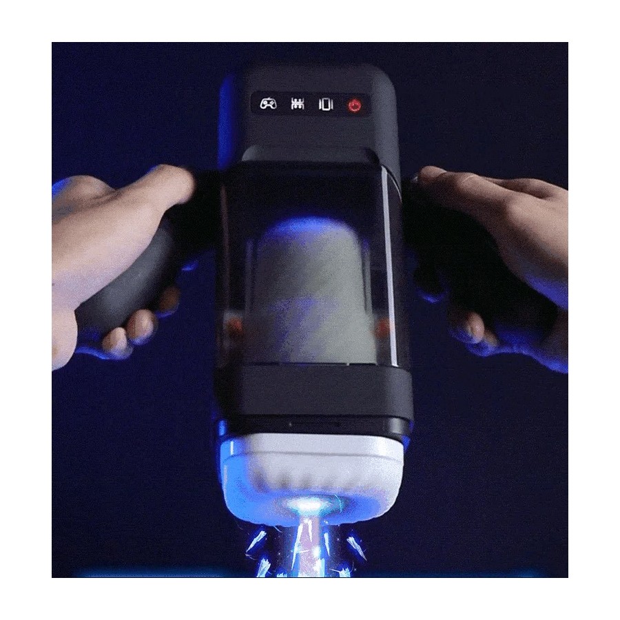 GAME CUP - MASTURBATEUR À VIBRATION DE POUSSÉE AVEC FONCTION CHAUFFANTE ET SUPPORT MOBILE - NOIR