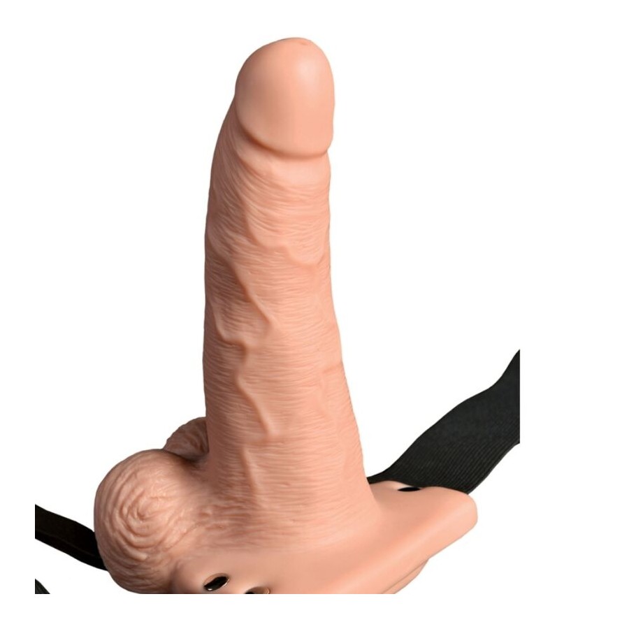 FETISH FANTASY SERIES - ADJUSTABLE HARNESS REMOTE CONTROL REALISTIC PENIS WITH RECHARGEABLE TESTICLES AND VIBRATOR 15 CM