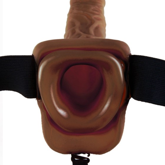 FETISH FANTASY SERIES 9" HOLLOW STRAP-ON WITH BALLS 22.9CM BROWN