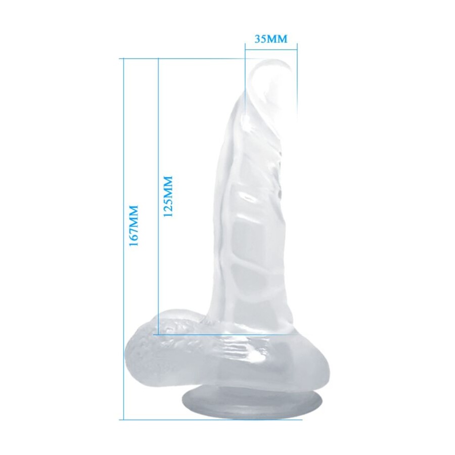 BAILE - REALISTIC DILDO WITH SUCTION CUP AND TESTICLES 16.7 CM TRANSPARENT
