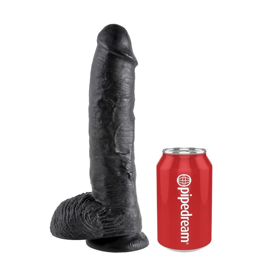 KING COCK - 10 DILDO NERO CON SFERE 25.4 CM