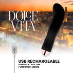 DOLCE VITA - АККУМУЛЯТОРНЫЙ ВИБРАТОР ДВА ЧЕРНЫХ, 7 СКОРОСТЕЙ