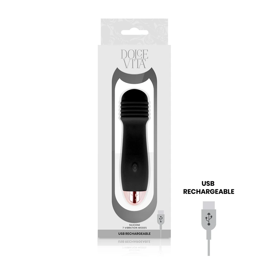 DOLCE VITA - RECHARGEABLE VIBRATOR THREE BLACK 7 SPEED