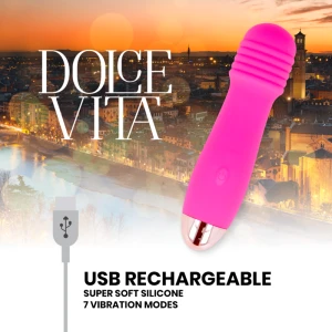 DOLCE VITA - ПЕРЕЗАРЯЖАЕМЫЙ ВИБРАТОР ТРИ РОЗОВЫЙ 7 СКОРОСТЕЙ