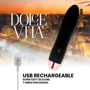 DOLCE VITA - ПЕРЕЗАРЯЖАЕМЫЙ ВИБРАТОР ЧЕТЫРЕ ЧЕРНЫЙ 7 СКОРОСТЕЙ