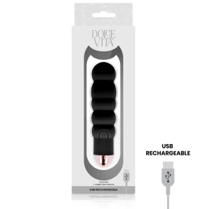 DOLCE VITA - VIBRATORE RICARICABILE SEI NERO 7 VELOCITÀ