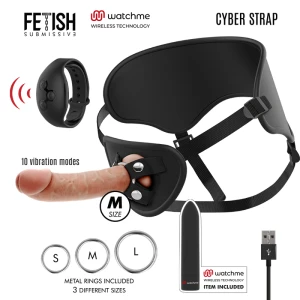 FETISH SUBMISSIVE CYBER STRAP - КОЛЬЦО С ДИЛДО И ПУЛЕМ УДАЛЕННОГО УПРАВЛЕНИЯ WATCHME M TECHNOLOGY