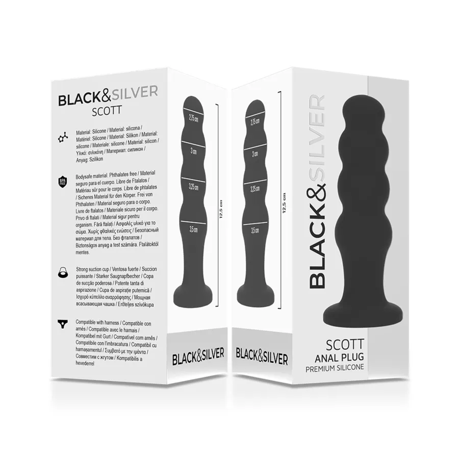 BLACKSILVER - SCOTT PREMIUM SILICONE ANAL PLUG BLACK