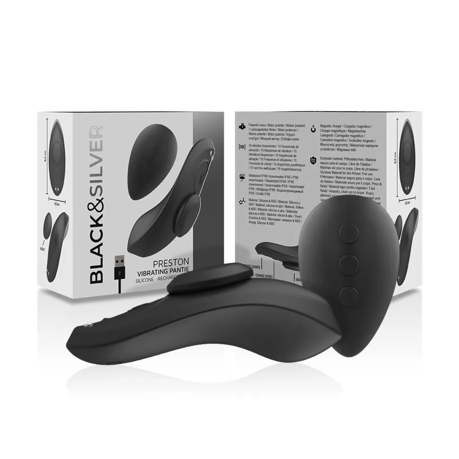 BLACKSILVER - PANTALONE VIBRATORE IN SILICONE RICARICABILE PRESTON NERO