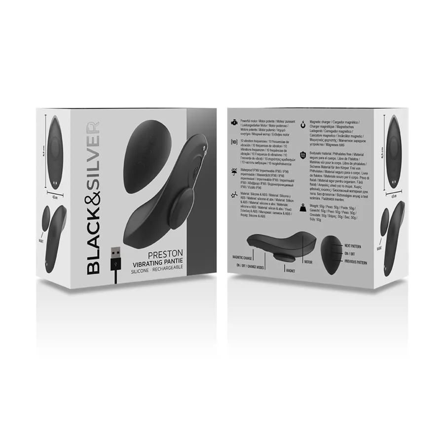 BLACKSILVER - PANTALONE VIBRATORE IN SILICONE RICARICABILE PRESTON NERO