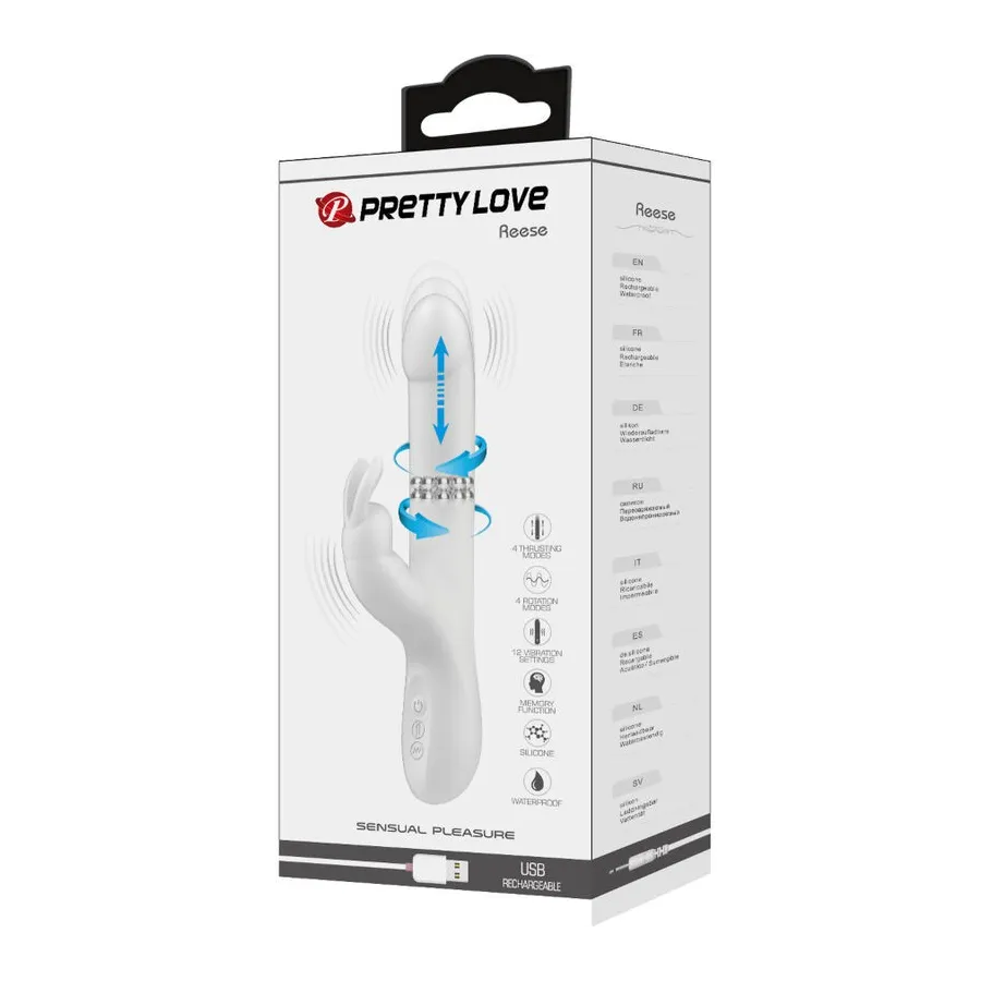 PRETTY LOVE - VIBRATORE REESE CON ROTAZIONE ARGENTO