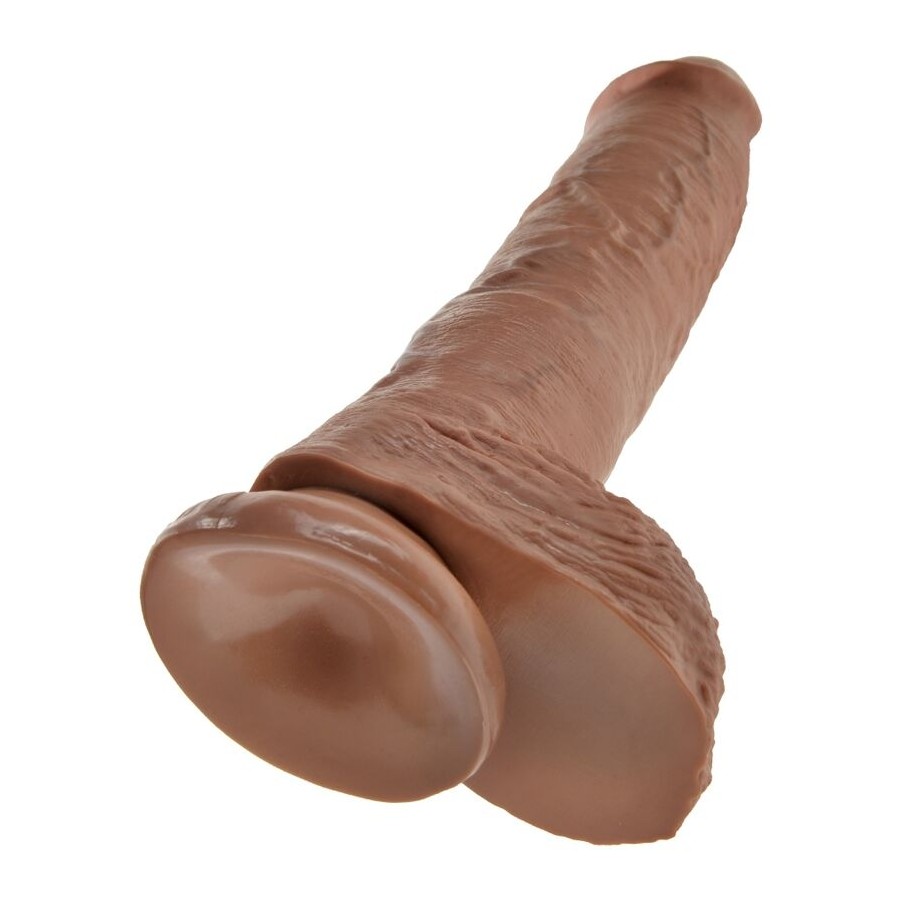 KING COCK - REALISTIC PENIS WITH BALLS 19.8 CM CARAMEL