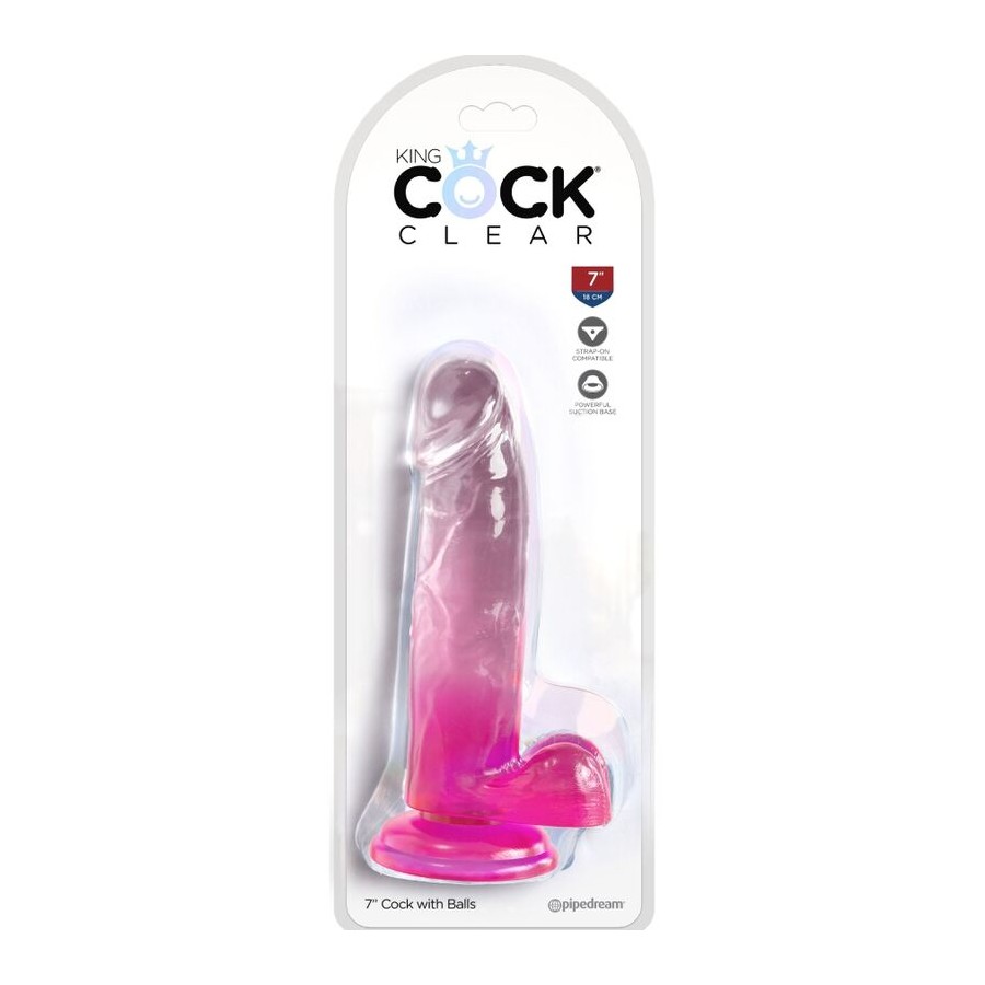 KING COCK CLEAR - REALISTIC PENIS WITH BALLS 15.2 CM PINK