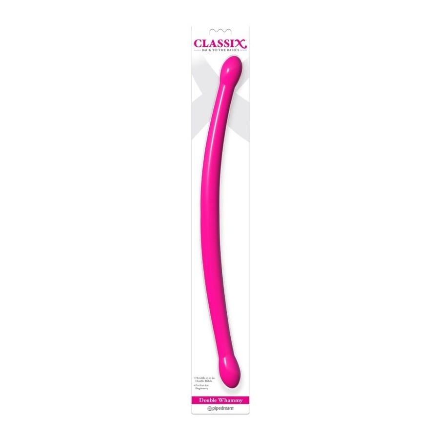 CLASSIX - GODE DOUBLE SOUPLE 43,7 CM ROSE