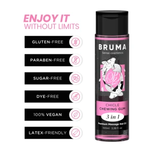 BRUMA - OLIO DA MASSAGGIO PREMIUM EFFETTO CALORE SAPORE GOMMA 3 IN 1 - 100 ML