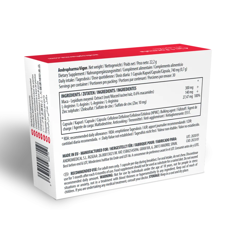 ANDROPHARMA VIGOR - INTEGRATORE PER IL POTENZIAMENTO DELLA LIBIDO