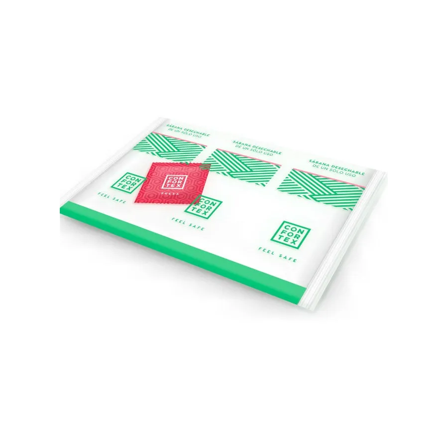 CONFORTEX - DISPOSABLE HYGIENIC SHEETS, INDIVIDUAL BAG + STRAWBERRY CONDOM