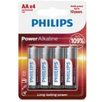PHILIPS POWER ALKALINE BATTERY AA LR6 PACK 4