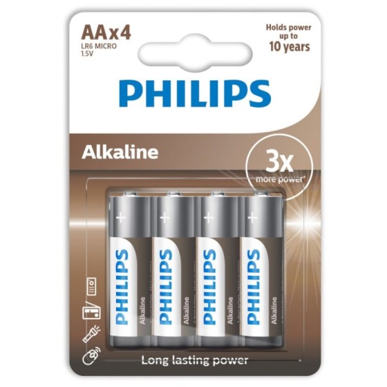 PHILIPS - ALKALINE BATTERIEN AA LR6 PACK 4
