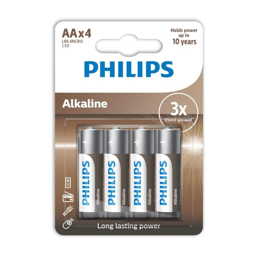 PHILIPS - BATTERIE ALCALINE AA LR6 CONFEZIONE DA 4