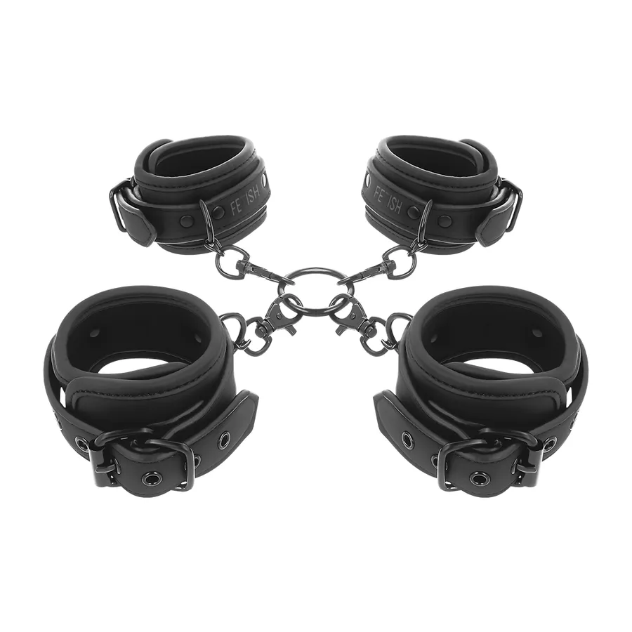 FETISH SUBMISSIVE - SET DI MANETTE PER MANI E CAVIGLIE CON FODERA IN NOPRENE