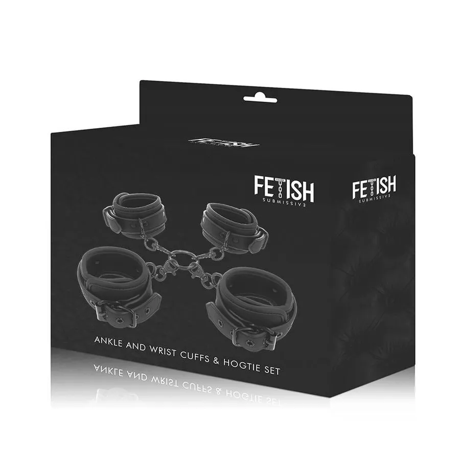 FETISH SUBMISSIVE - SET DI MANETTE PER MANI E CAVIGLIE CON FODERA IN NOPRENE