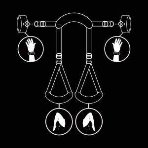 FETISH SUBMISSIVE - POSITION JAMBES OUVERTES AVEC MENOTTES DOUBLÉES EN NOPRÈNE
