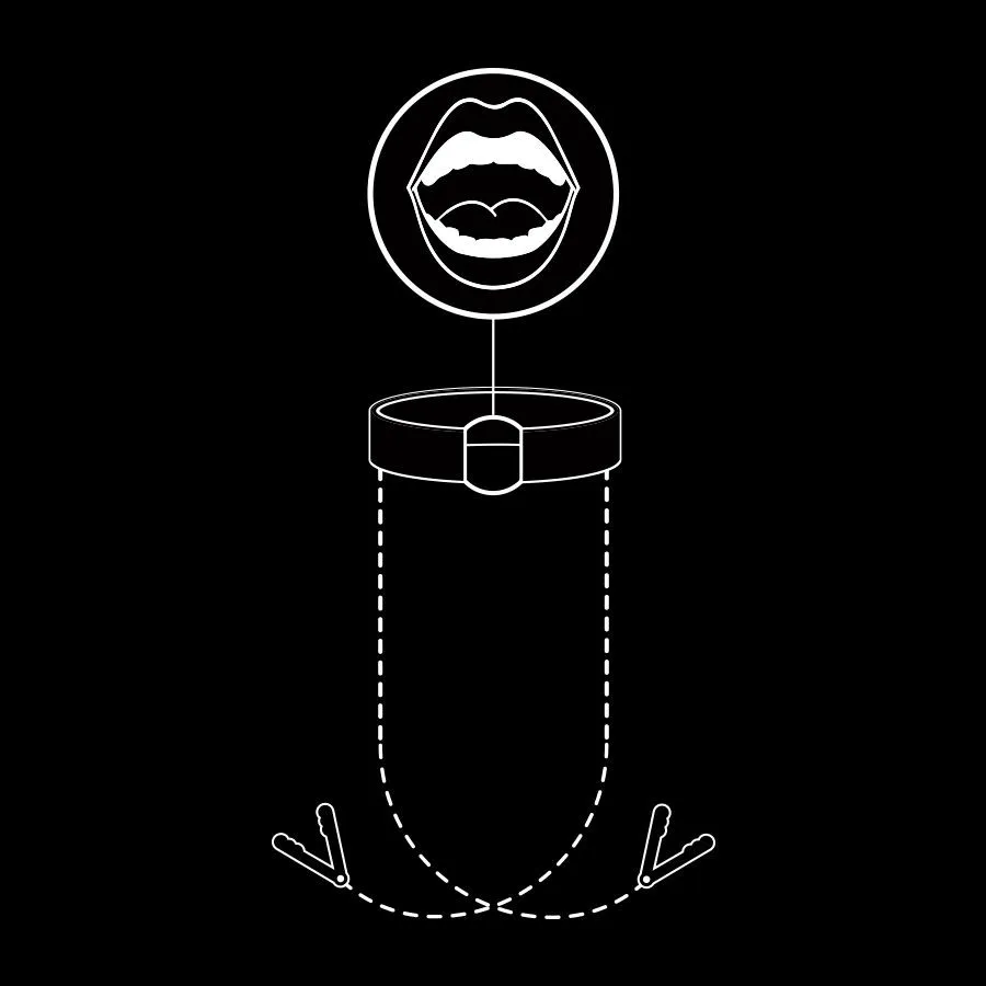 FETISH SUBMISSIVE - GAG RING WITH NIPPLE Clamps
