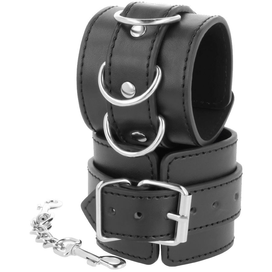 DARKNESS - BLACK ADJUSTABLE LEATHER ANKLE HANDCUFFS