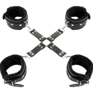 DARKNESS - MENOTTES EN CUIR POUR PIEDS ET MAINS NOIR
