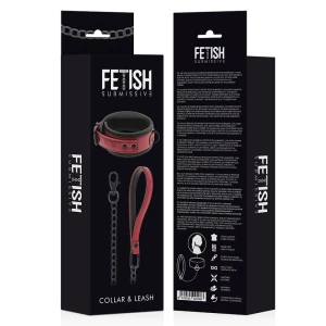 FETISH SUBMISSIVE ТЕМНАЯ КОМНА - ОШЕЙНИК С ПРИВОДОМ С НЕОПРЕНОВОЙ ПОДКЛАДКОЙ