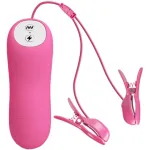 ROMANTIC WAVE VIBRATING AND ELETRIC SHOCK NIPPLE CLAMPS FUCHSIA