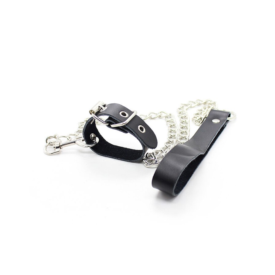 OHMAMA FETISH - PENIS NECKLACE AND LEATHER STRAP WITH METAL CHAIN